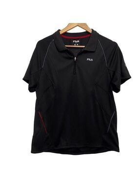 FILA athletic sweater black short sleeves polo athletics medium